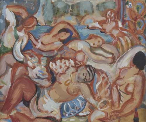 Oskar Spielmann (1901-1975) - Baigneuses, gouache sur papier, 42x50 -