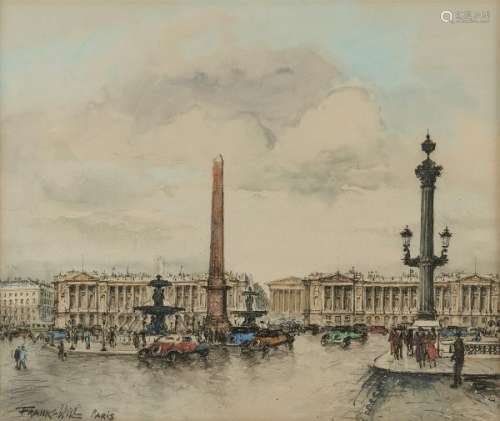 Frank-Will (1900-1950) - Place de la Concorde, aquarelle et gouache sur papier, [...]