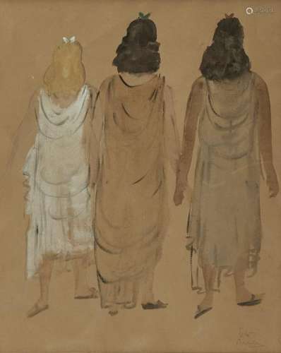 Reuven Rubin (1893-1974) - The three birds, aquarelle sur papier, 38x30 cm -