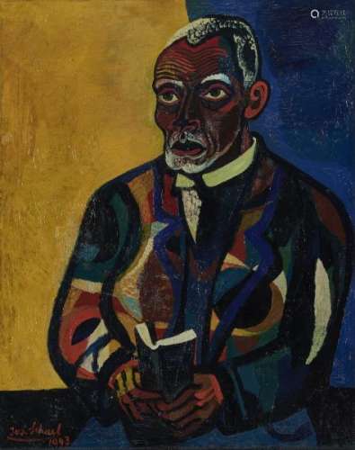 Josef Scharl (1896-1954) - Praying Negro, huile sur toile, signée et datée 1943, [...]