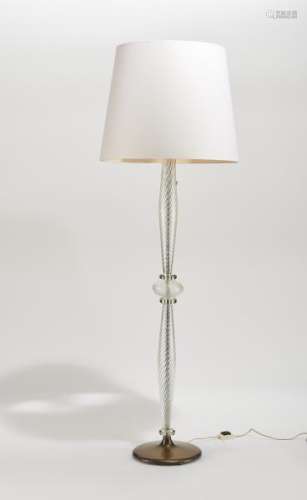 Lampe de parquet, Murano, circa 1950 - Verre torsadé, laiton, H 190 cm -