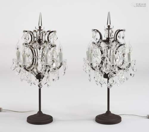 Paire de girandoles rococo, Timothy Oulton - 6 lumières, verre et métal, H 83 cm -