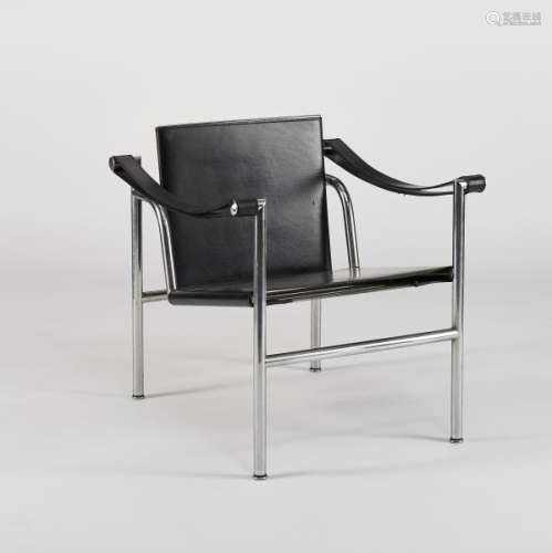 Le Corbusier (1887-1965) - Fauteuil LC1, acier chromé et cuir -
