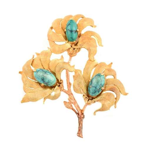 Mario Buccellati Turquoise, 18k Yellow Gold Flower