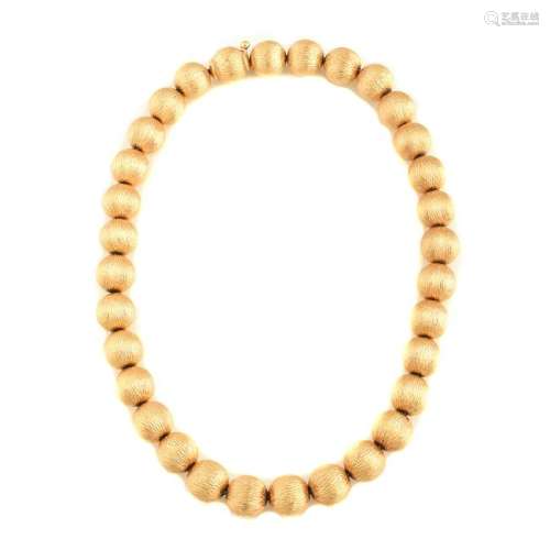 18k Yellow Gold Bead Necklace.