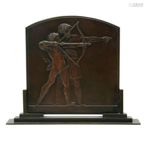 French Art Deco Style Bronze Arch-Shaped Plaque by