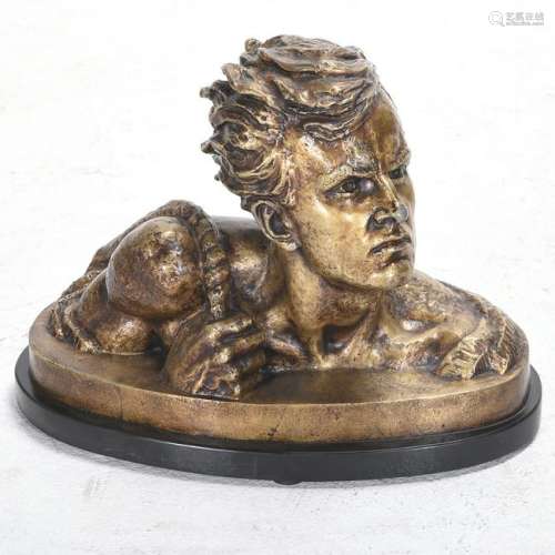 Alexandre Ouline Belgian Bronze Bust of a Man.
