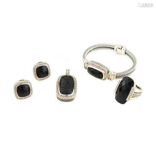 David Yurman Black Onyx, Diamond, Sterling Silver