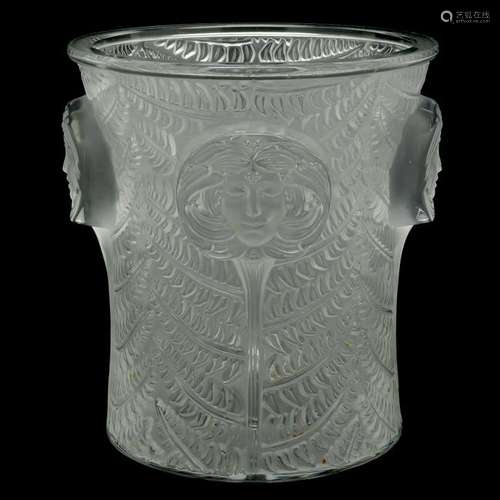 Art Nouveau Lalique Crystal Ice Bucket with Head