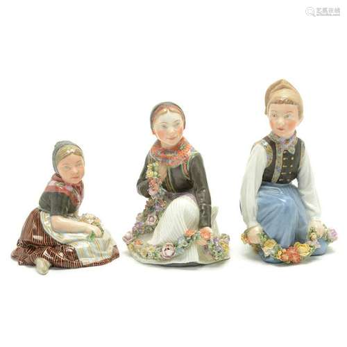 Royal Copenhagen Porcelain Girls and a Boy.