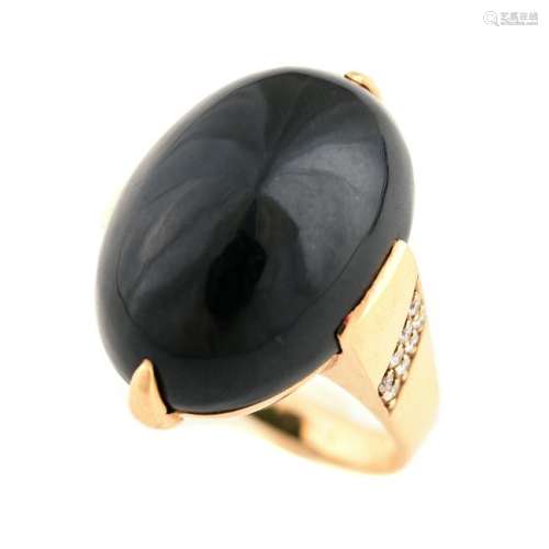 Gump's Black Jade, Diamond, 18k Yellow Gold Ring.