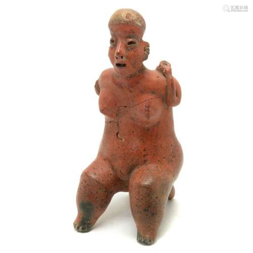 Pre-Columbian Olmec Red Earthenware Goddess or