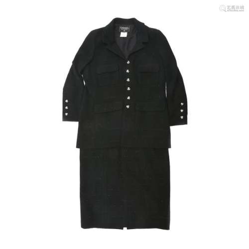 Chanel Vintage Black Jacket and Skirt Suit