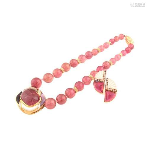 Kai-Yin Lo Pink Tourmaline, Mother-of-Pearl, Diamond,