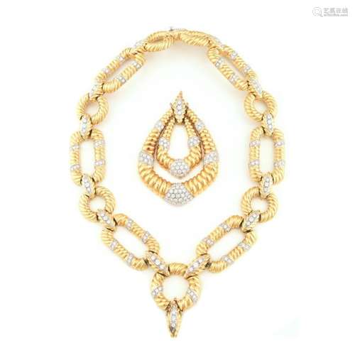 Diamond, 18k Gold Necklace.