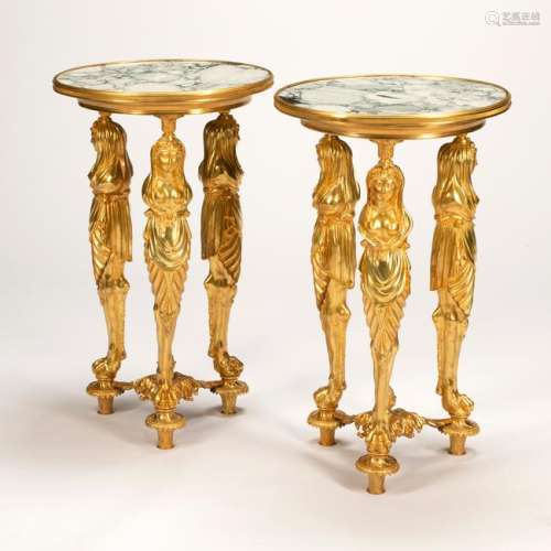 French Regence Style Dore Bronze Marble Top Figural
