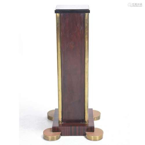 Art Deco Style Mahogany and Brass Pedestal.