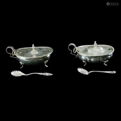 Two Italian 800 Standard Silver Lidded Sauce Boats.