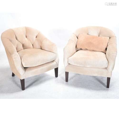 Pair of Custom Edward Wormley-Style Janus Type Tufted