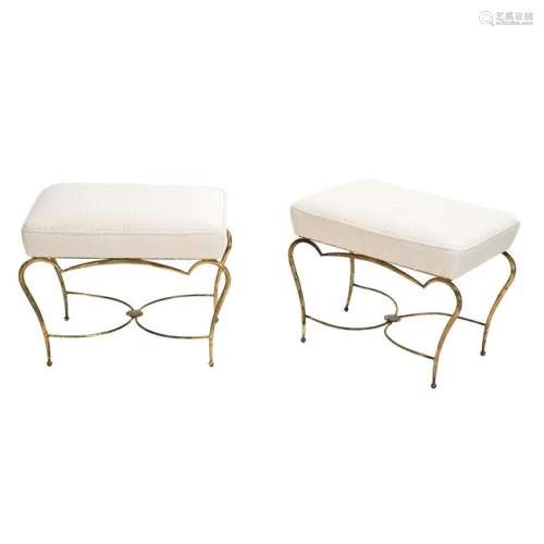 Pair of French Art Deco Rene Prou Gilt-Bronze Seats.