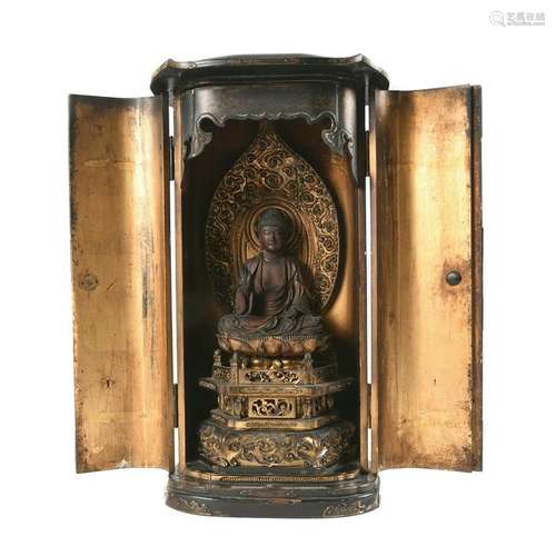 Japanese Wood Lacquer Traveling Shrine (Zushi), Late