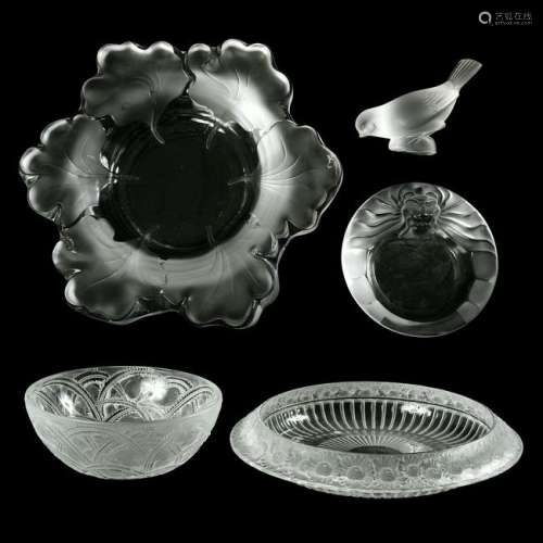 Group of Lalique Clear and Frosted Glass Tablewares,