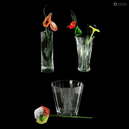 Group of Three Large Glass Vases