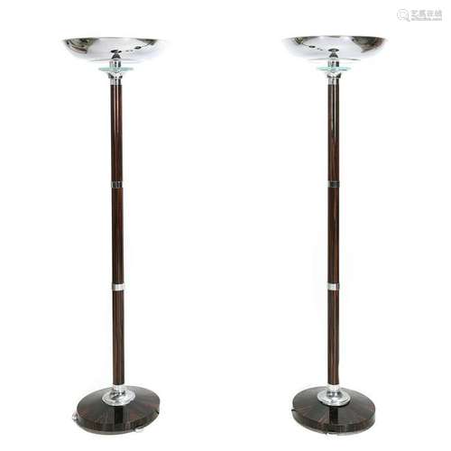 Art Deco Pair of Rosewood* and Polished Chrome