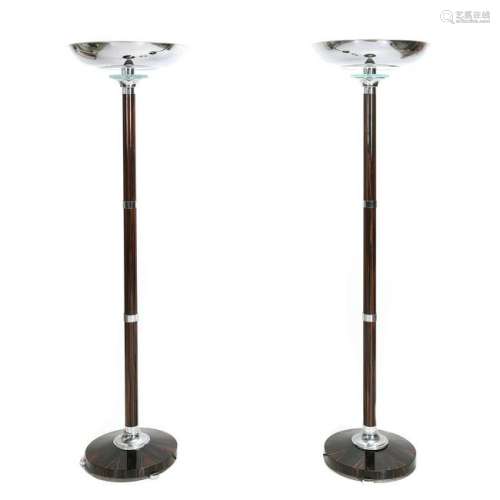 Art Deco Pair of Rosewood* and Polished Chrome