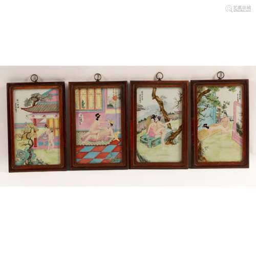 Set of Four 19th century Chinese Framed Erotic