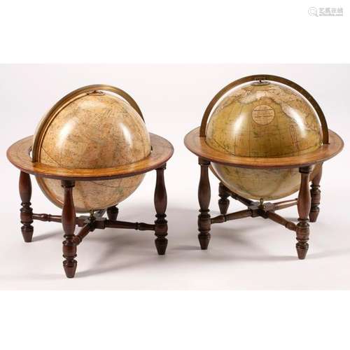 English Terrestrial and Celestial Table Globe Pair.