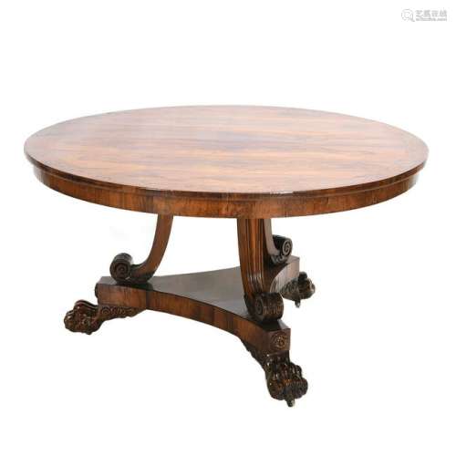 George IV Inlaid Rosewood Circular Breakfast Table.