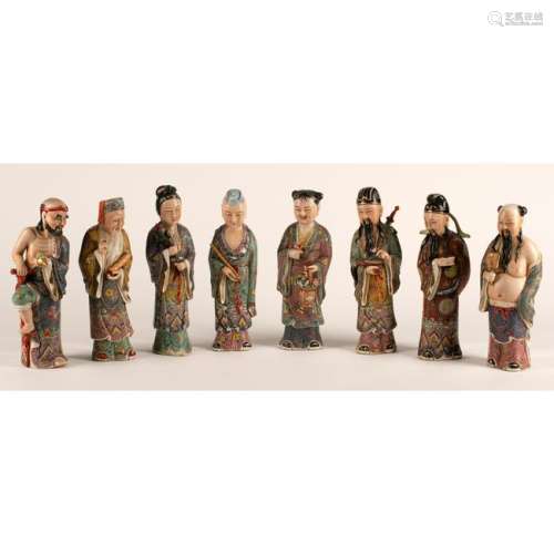 Set of Eight Chinese Enamel Porcelain Figures of the