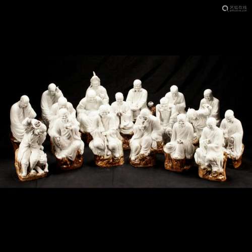 Chinese Porcelain Figural Group of the Eighteen Lohans.