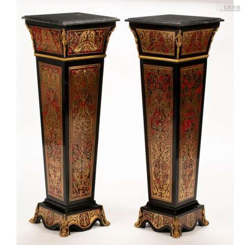 French Louis XVI Style Boulle Pedestals.