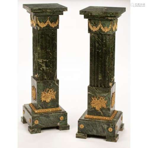 French Louis XVI Style Fluted Bronze Mounted Marble