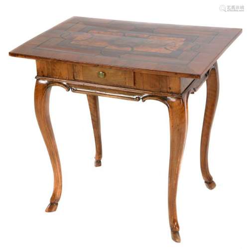 Louis XV Geometrically Inlaid Walnut Single Drawer