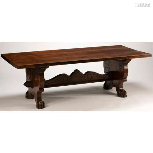 Large Italian Renaissance Style Trestle Table.