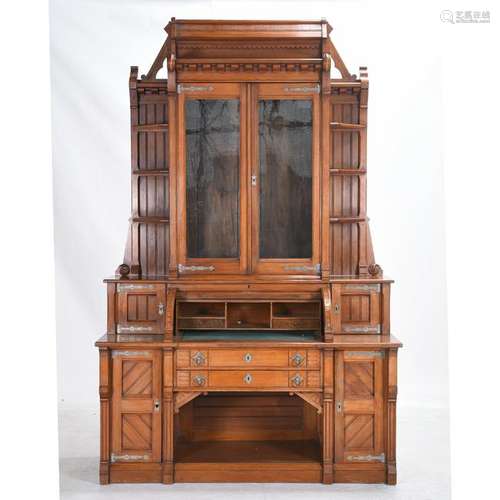 American Aesthetic Movement Oak Roll Top Secretary