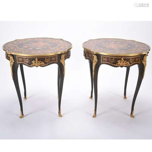 Louis XV Style Marquetry Inlaid Table with Dore Bronze