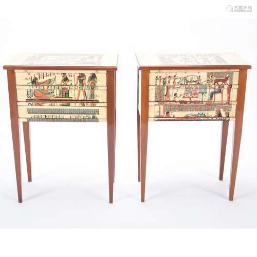 Egyptianesque Nightstand Pair.