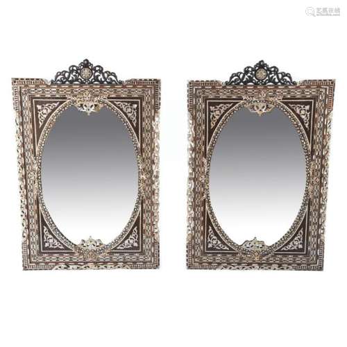 Moorish Style Inlaid Mirror Pair.