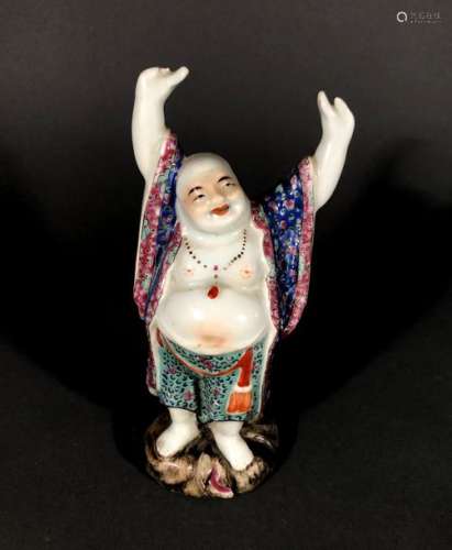 CHINE. BOUDDHA Maitreya levant les bras, porcelain…