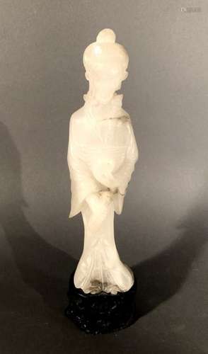 CHINE. SUJET en pierre dure blanche sculptée figur…