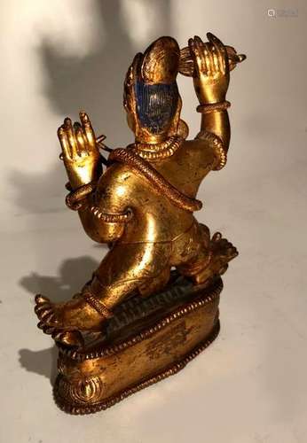 CHINE TIBET. VAJRAPANI sur socle lotiforme, bronze…