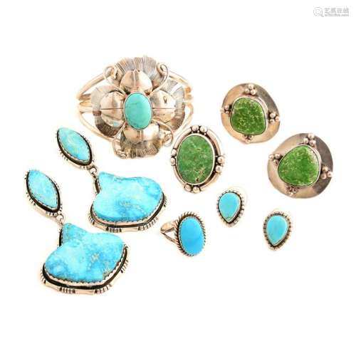 Collection of Native American Turquoise, Sterling
