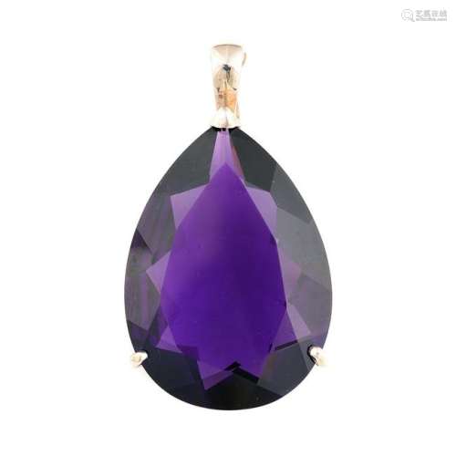 Amethyst, 14k White Gold Pendant Enhancer.