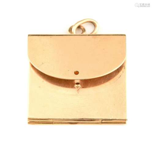 14k Yellow Gold Folding Portfolio Charm.