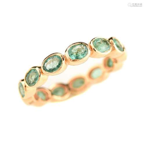 Emerald, 18k Yellow Gold Eternity Band.