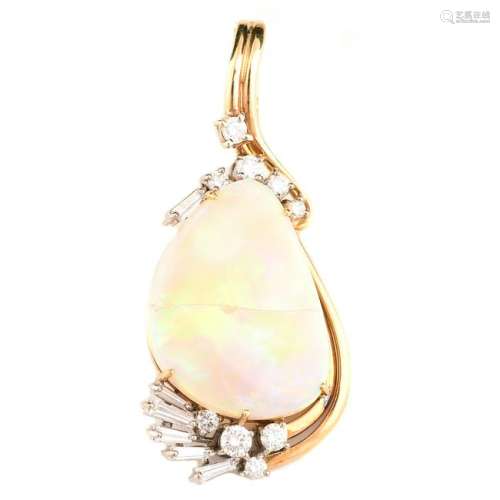 Opal, Diamond, 18k Yellow Gold Pendant Enhancer.